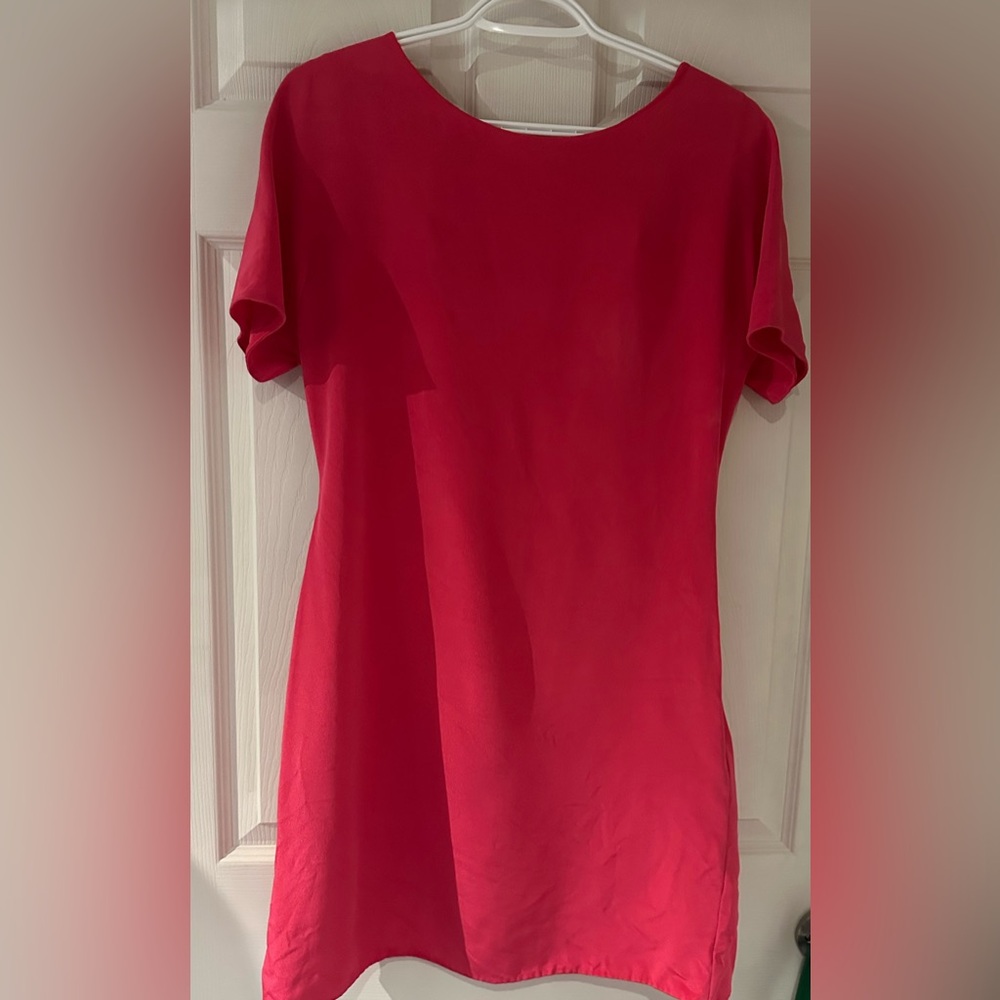 3.1 Phillip Lim Vibrant Pink Shift Dress with Metallic bows